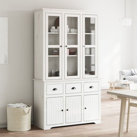 vidaXL Highborad "BODO" White 115.5x43x200.5 cm Solid Wood Pine