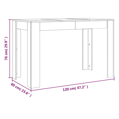 vidaXL Dining Table Grey Sonoma 120x60x76 cm Engineered Wood