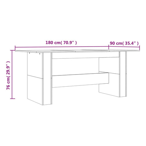 vidaXL Dining Table Grey Sonoma 180x90x76 cm Engineered Wood