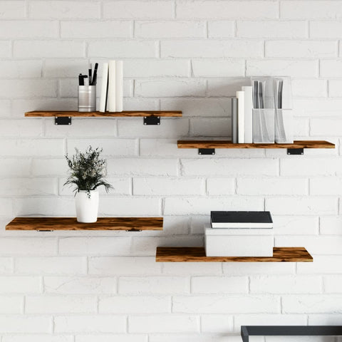 vidaXL Wall Shelves 4 pcs Smoked Oak 60x30x1.5 cm Engineered Wood