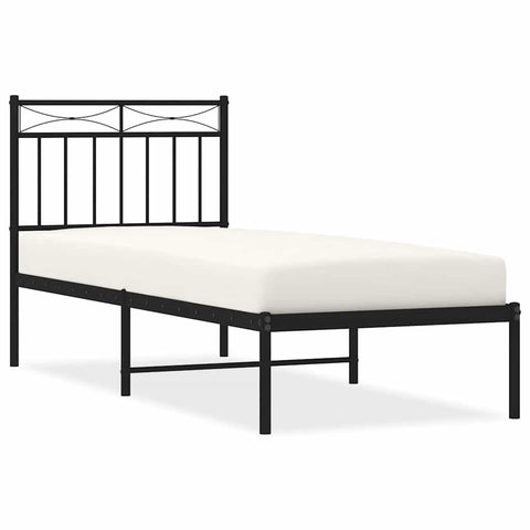 vidaXL Metal Bed Frame without Mattress with Headboard Black 75x190cm