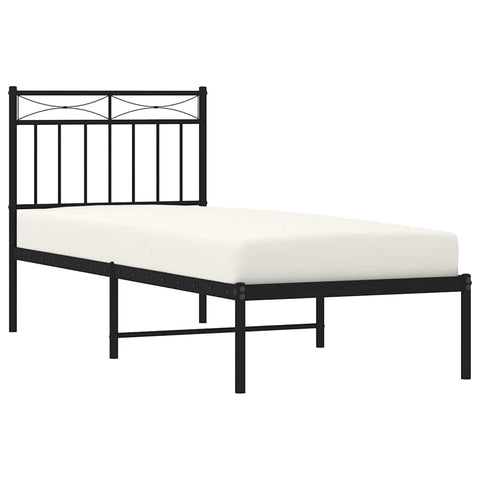 vidaXL Metal Bed Frame without Mattress with Headboard Black 75x190cm