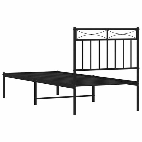 vidaXL Metal Bed Frame without Mattress with Headboard Black 75x190cm