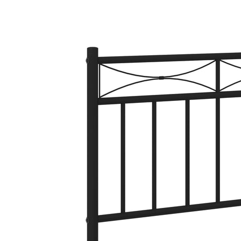 vidaXL Metal Bed Frame without Mattress with Headboard Black 75x190cm