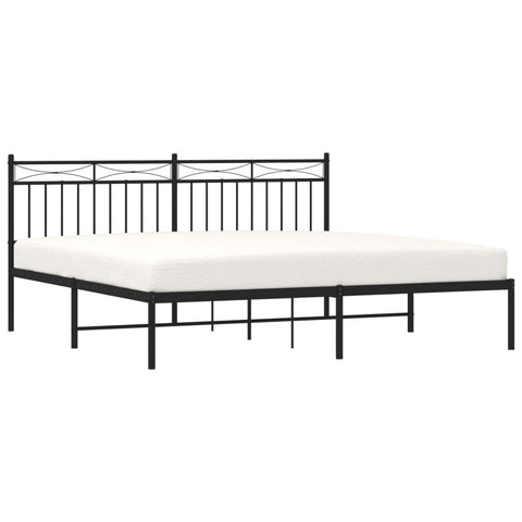 vidaXL Metal Bed Frame without Mattress with Headboard Black 180x200cm