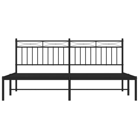vidaXL Metal Bed Frame without Mattress with Headboard Black 180x200cm