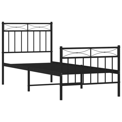 vidaXL Metal Bed Frame without Mattress with Footboard Black 75x190cm