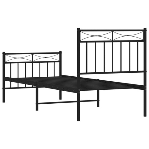 vidaXL Metal Bed Frame without Mattress with Footboard Black 75x190cm