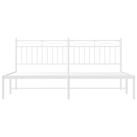 vidaXL Metal Bed Frame without Mattress with Headboard White 183x213cm
