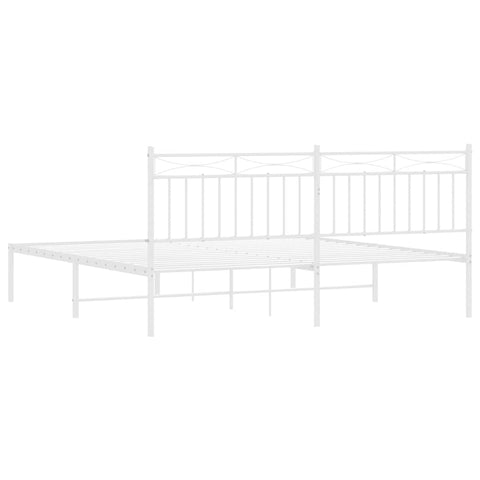vidaXL Metal Bed Frame without Mattress with Headboard White 183x213cm