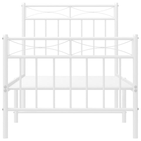 vidaXL Metal Bed Frame without Mattress with Footboard White 75x190cm