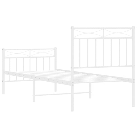 vidaXL Metal Bed Frame without Mattress with Footboard White 75x190cm