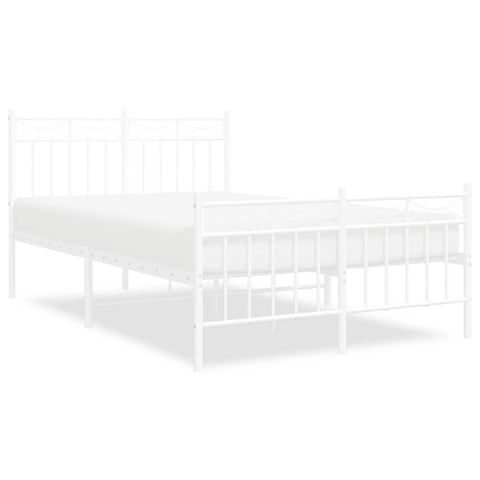 vidaXL Metal Bed Frame without Mattress with Footboard White 120x190cm
