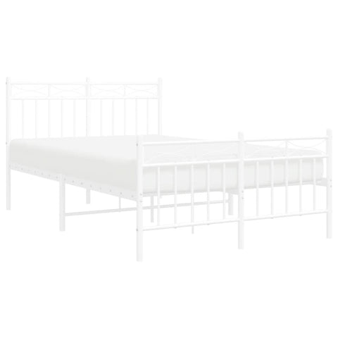 vidaXL Metal Bed Frame without Mattress with Footboard White 120x190cm