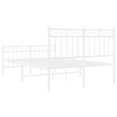vidaXL Metal Bed Frame without Mattress with Footboard White 120x190cm