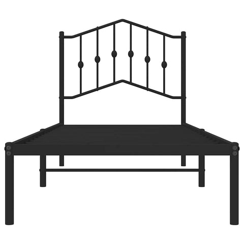 vidaXL Metal Bed Frame without Mattress with Headboard Black 90x200cm