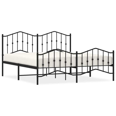 vidaXL Metal Bed Frame without Mattress with Footboard Black 183x213cm