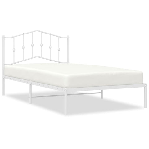 vidaXL Metal Bed Frame without Mattress with Headboard White 107x203cm