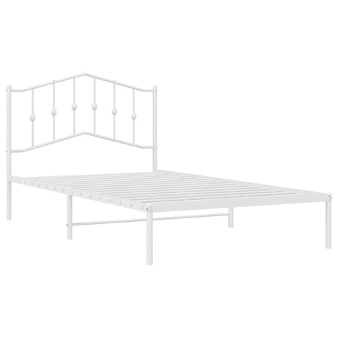vidaXL Metal Bed Frame without Mattress with Headboard White 107x203cm