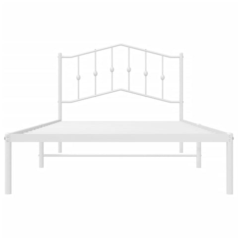 vidaXL Metal Bed Frame without Mattress with Headboard White 107x203cm