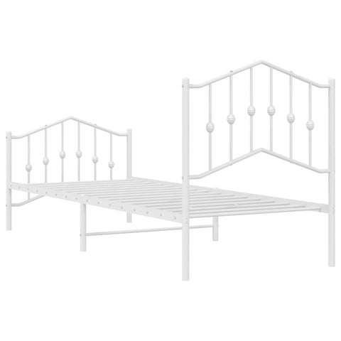 vidaXL Metal Bed Frame without Mattress with Footboard White 80x200cm