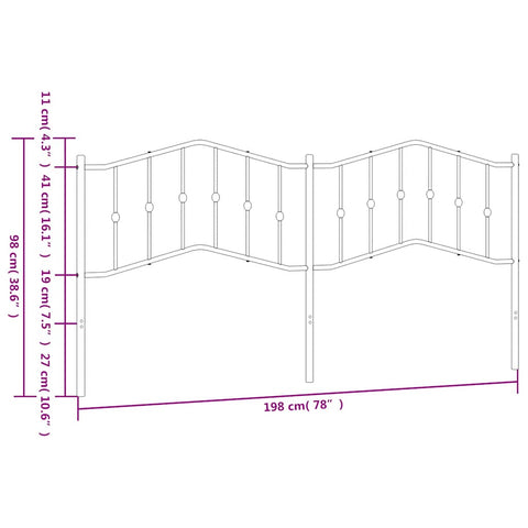 vidaXL Metal Headboard White 193 cm