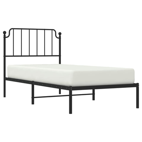 vidaXL Metal Bed Frame without Mattress with Headboard Black 90x190cm