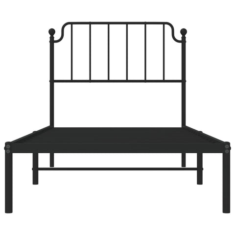 vidaXL Metal Bed Frame without Mattress with Headboard Black 90x190cm