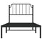 vidaXL Metal Bed Frame without Mattress with Headboard Black 90x190cm