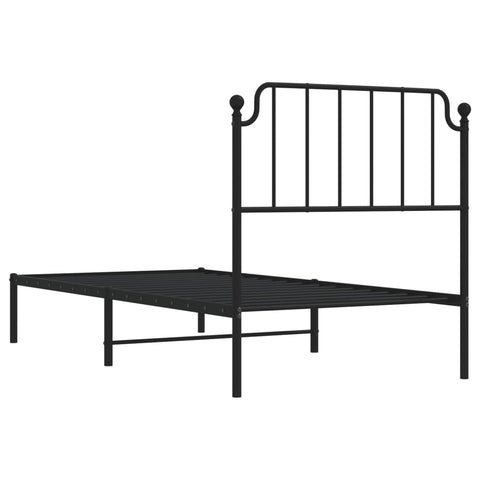 vidaXL Metal Bed Frame without Mattress with Headboard Black 90x190cm