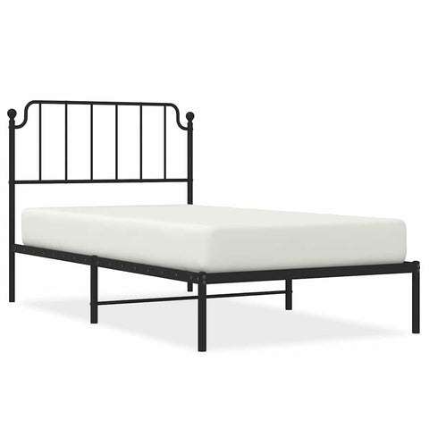 vidaXL Metal Bed Frame without Mattress with Headboard Black 100x200cm
