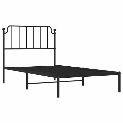 vidaXL Metal Bed Frame without Mattress with Headboard Black 100x200cm