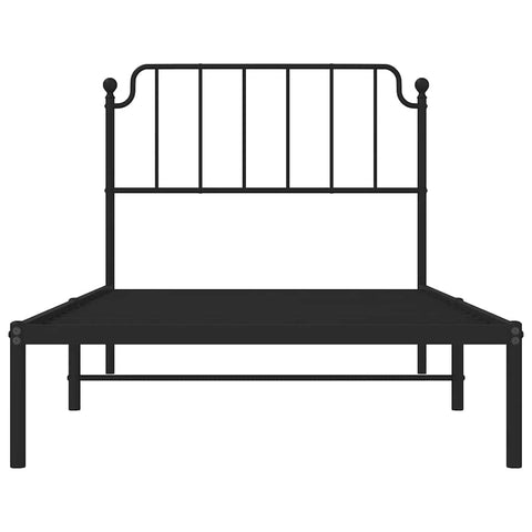 vidaXL Metal Bed Frame without Mattress with Headboard Black 100x200cm