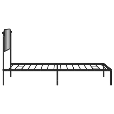 vidaXL Metal Bed Frame without Mattress with Headboard Black 100x200cm