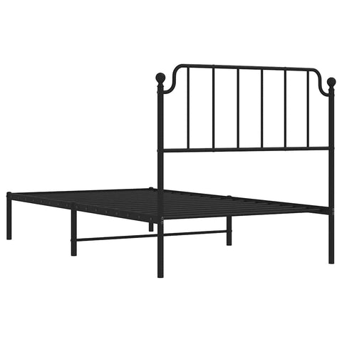 vidaXL Metal Bed Frame without Mattress with Headboard Black 100x200cm