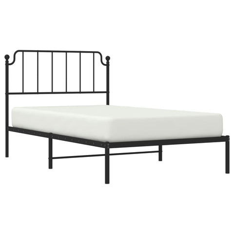 vidaXL Metal Bed Frame without Mattress with Headboard Black 107x203cm