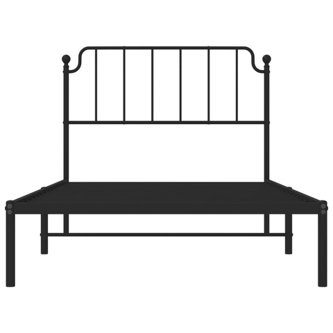 vidaXL Metal Bed Frame without Mattress with Headboard Black 107x203cm