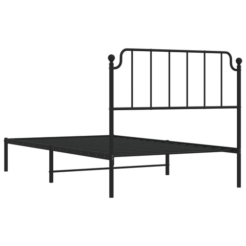 vidaXL Metal Bed Frame without Mattress with Headboard Black 107x203cm
