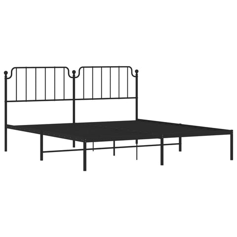 vidaXL Metal Bed Frame without Mattress with Headboard Black 180x200cm