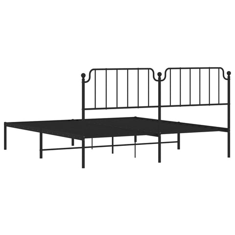 vidaXL Metal Bed Frame without Mattress with Headboard Black 180x200cm