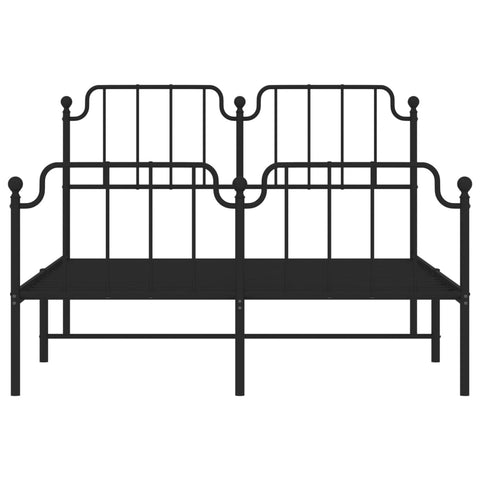 vidaXL Metal Bed Frame without Mattress with Footboard Black 140x190cm