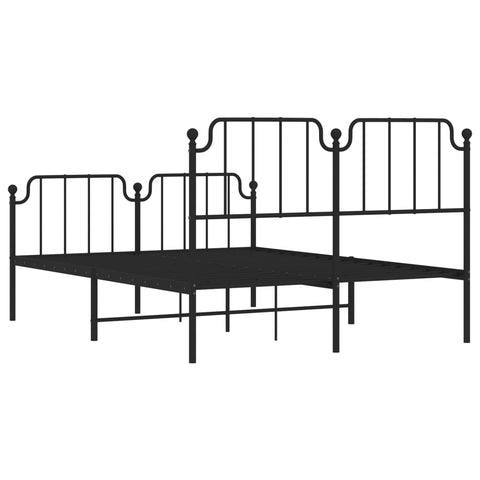 vidaXL Metal Bed Frame without Mattress with Footboard Black 140x190cm