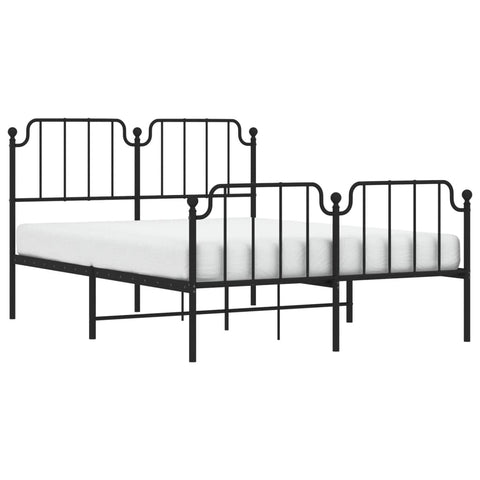 vidaXL Metal Bed Frame without Mattress with Footboard Black 140x200cm