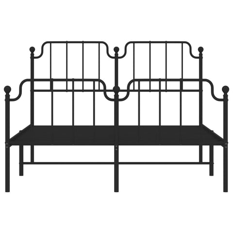 vidaXL Metal Bed Frame without Mattress with Footboard Black 140x200cm