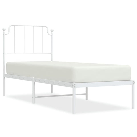 vidaXL Metal Bed Frame without Mattress with Headboard White 80x200cm
