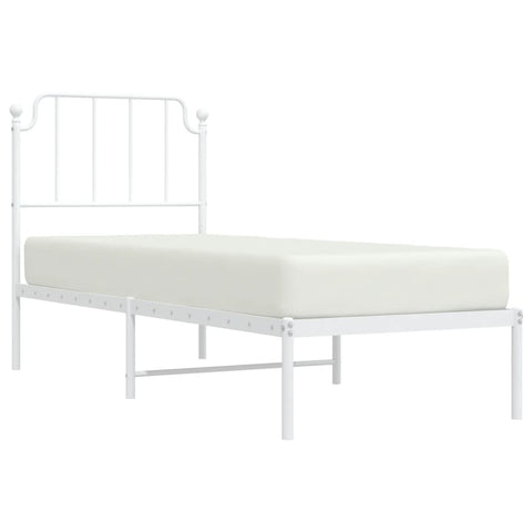 vidaXL Metal Bed Frame without Mattress with Headboard White 80x200cm