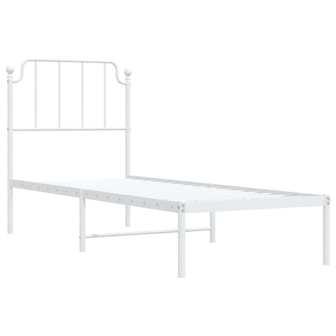 vidaXL Metal Bed Frame without Mattress with Headboard White 80x200cm