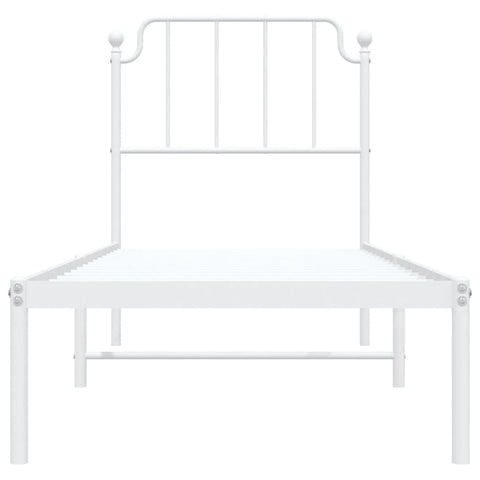 vidaXL Metal Bed Frame without Mattress with Headboard White 80x200cm