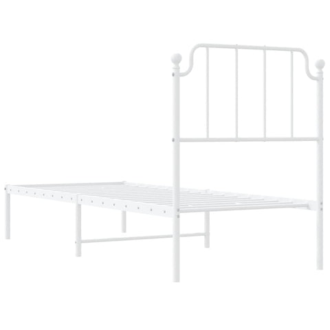 vidaXL Metal Bed Frame without Mattress with Headboard White 80x200cm