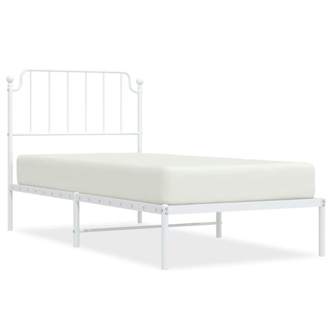 vidaXL Metal Bed Frame without Mattress with Headboard White 90x190cm